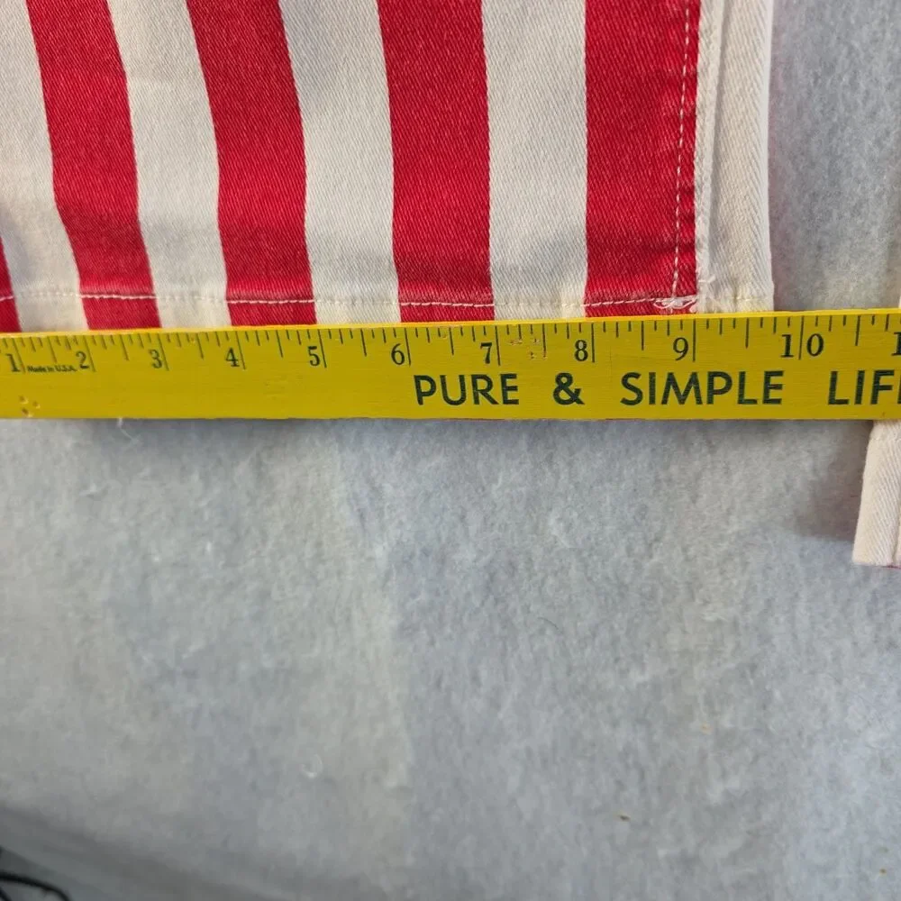 Imily Bela Wide-Leg Cropped High Rise Jeans Vertical Stripe Size 4 Red White NWT